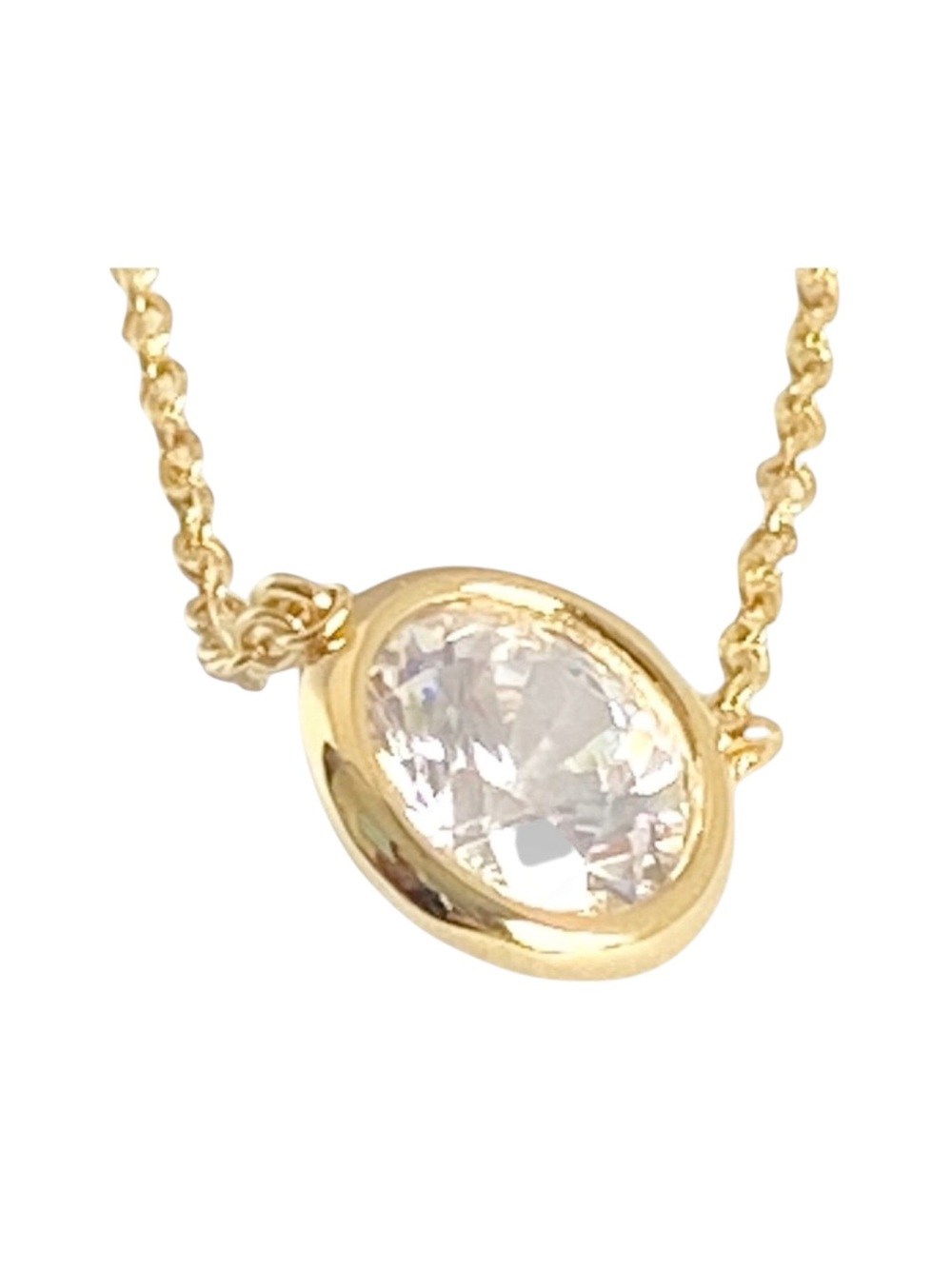 new Lassaire ☺︎︎ Bezel Set Simulated Diamond Necklace ☺︎︎ 18K Gold Plated 925 SS - Picture 10 of 16